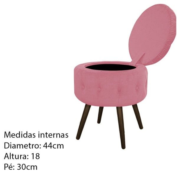 Kit 4 Puffs Londres Baú Palito Tabaco Suede Rosa Bebê - Sts Móveis - 6