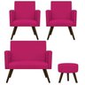 Kit Namoradeira, 02 Poltronas Beatriz e Puff Sofia Palito Tabaco Suede Pink - STS Móveis - 1