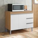 Ver imagem 2 de Balcão Gabinete Cozinha Andréia 100cm 2 Portas com Tampo Mdp Amêndoa/branco - Desk Design