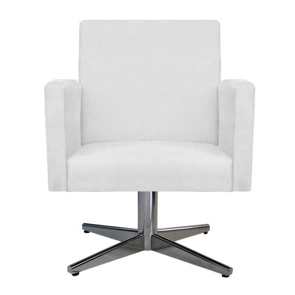 Kit 04 Poltronas Beatriz Base Giratória de Metal Suede Branco - STS Móveis - 3