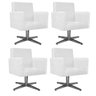 Kit 04 Poltronas Beatriz Base Giratória de Metal Suede Branco - STS Móveis - 1