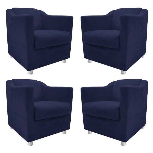 kit 04 Poltronas Decorativas Tilla Corano Azul Marinho - STS Móveis - 1