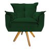 Kit 3 Poltronas Opala Base Giratória de Madeira Suede Verde - Sts Móveis - 3