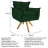 Kit 3 Poltronas Opala Base Giratória de Madeira Suede Verde - Sts Móveis - 5
