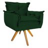 Kit 3 Poltronas Opala Base Giratória de Madeira Suede Verde - Sts Móveis - 2
