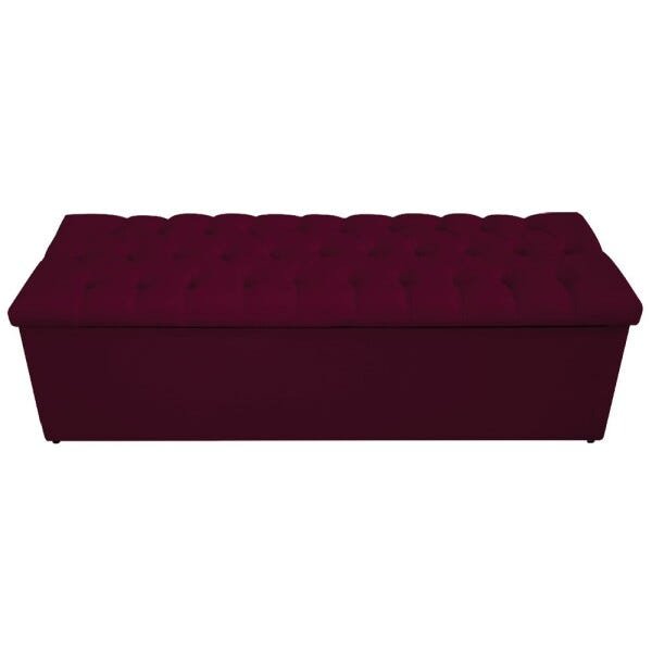 Calçadeira Baú Estofada Mel 140cm Casal com Capitonê Suede Bordô - 2