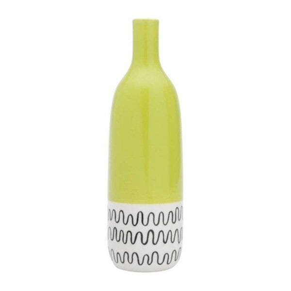 Vaso de Cerâmica Bottle Verde 6,5cmx6,5cmx21,5cm Rojemac - 3
