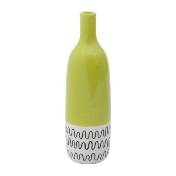 Vaso de Cerâmica Bottle Verde 6,5cmx6,5cmx21,5cm Rojemac - 1