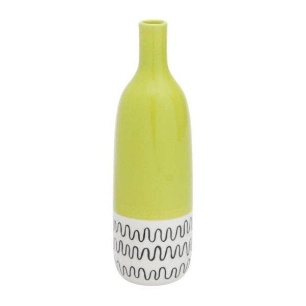 Vaso de Cerâmica Bottle Verde 6,5cmx6,5cmx21,5cm Rojemac - 2