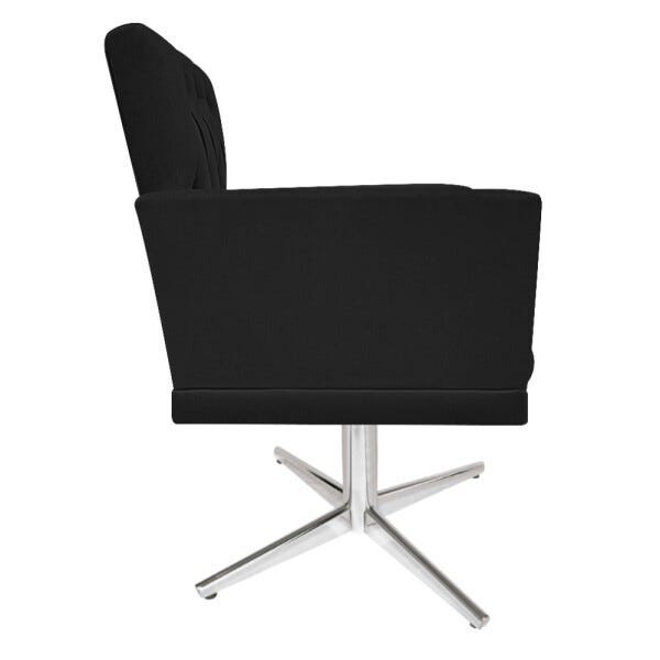 Poltrona Fernanda Base Giratória de Metal Suede Preto - STS Móveis - 3