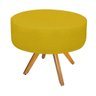 Kit Namoradeira Beatriz e 02 Puffs Sofia Base Giratória de Madeira Suede Amarelo - STS Móveis - 3