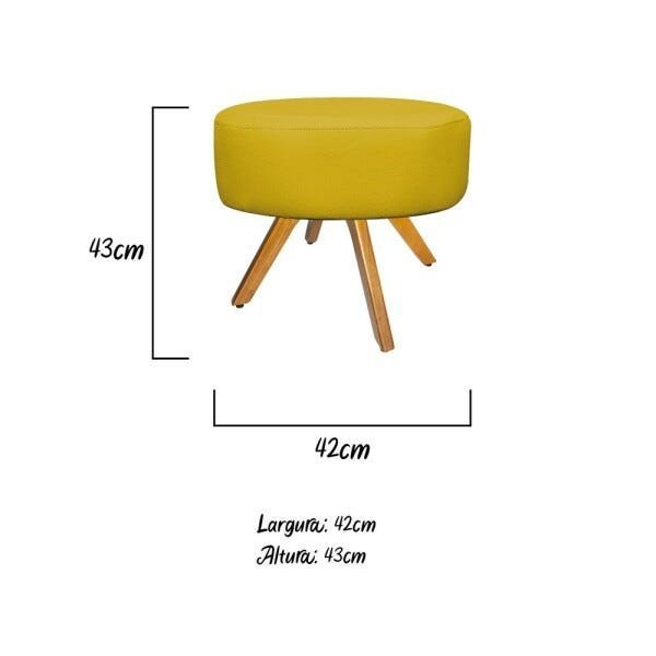 Kit Namoradeira Beatriz e 02 Puffs Sofia Base Giratória de Madeira Suede Amarelo - STS Móveis - 5