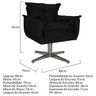 Kit 3 Poltronas Opala Base Giratória de Metal Suede Preto - Sts Móveis - 5