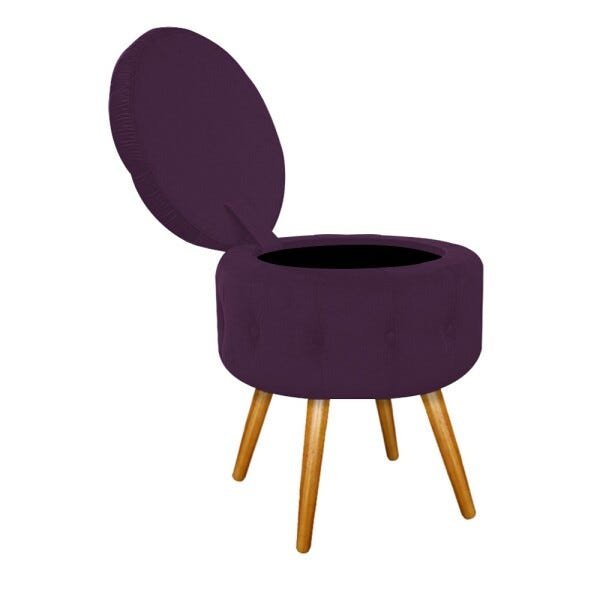 Kit 4 Puffs Londres Baú Palito Mel Suede Roxo - Sts Móveis - 4