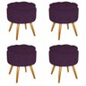 Kit 4 Puffs Londres Baú Palito Mel Suede Roxo - Sts Móveis - 1