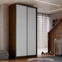 Ver imagem 1 de Guarda-Roupa 2 Portas de Correr 3 Gavetas MDF Domus 120cm Marrom Branco/Freijó Natura