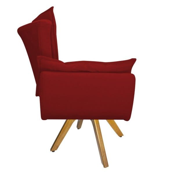 kit 03 Poltronas Apolo Base Giratória de Madeira Suede Vermelho - STS Móveis - 4