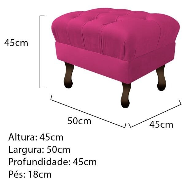 Puff Retrô Luis XV Suede Pink - Sts Móveis - 3