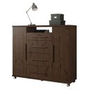 Ver imagem 5 de Guarda Roupa Casal Titanium 2 Portas com Cômoda Sapateira Versátil 4 Gavetas Jacarandá Fosco-
