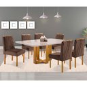 Ver imagem 1 de Sala de Jantar Mesa Lisy e 6 Cadeiras Safira Móveis Mundial Mel/off White/marrom