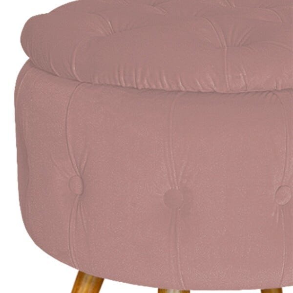 Puff Londres Baú Palito Mel Suede Rosê - Sts Móveis - 6
