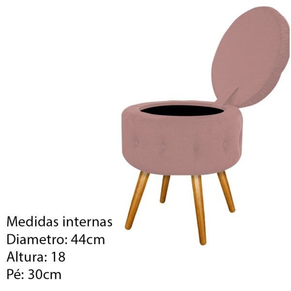 Puff Londres Baú Palito Mel Suede Rosê - Sts Móveis - 5