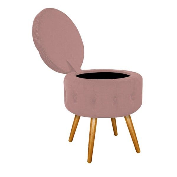Puff Londres Baú Palito Mel Suede Rosê - Sts Móveis - 3