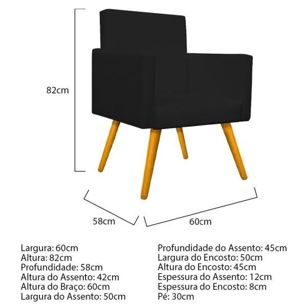 Kit Namoradeira e Poltrona Beatriz Palito Mel Corano Preto - STS Móveis - 4