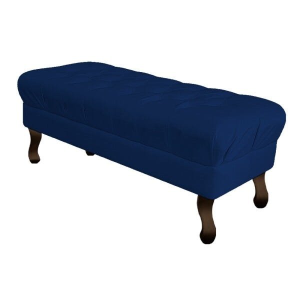 Puff Retrô 195cm Luis XV Suede Azul Marinho - Sts Móveis - 1