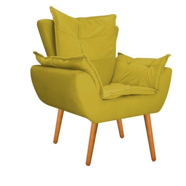 Kit Namoradeira e Poltrona Apolo Pés Palito Mel Suede Amarelo - STS Móveis - 2