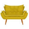 Kit Namoradeira e Poltrona Apolo Pés Palito Mel Suede Amarelo - STS Móveis - 5