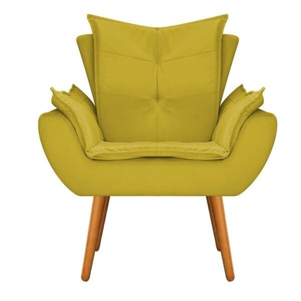 Kit Namoradeira e Poltrona Apolo Pés Palito Mel Suede Amarelo - STS Móveis - 3