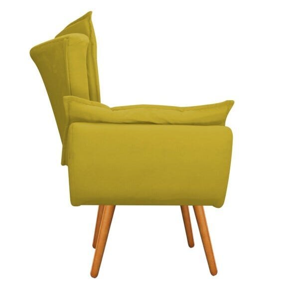 Kit Namoradeira e Poltrona Apolo Pés Palito Mel Suede Amarelo - STS Móveis - 4