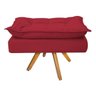 Kit Namoradeira e Puff Opala Base Giratória de Madeira Suede Vermelho - Sts Móveis - 4