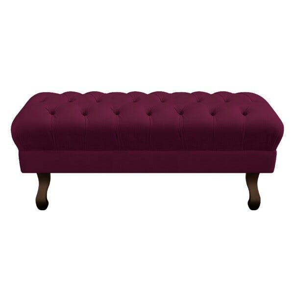 Puff Retrô 120cm Luis XV Suede Bordô - Sts Móveis - 2