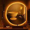 Ver imagem 1 de Espelho Meia Lua 4mm 90ax75l Cm Led Quente 3000k e Touch Led Quente / sem Moldura
