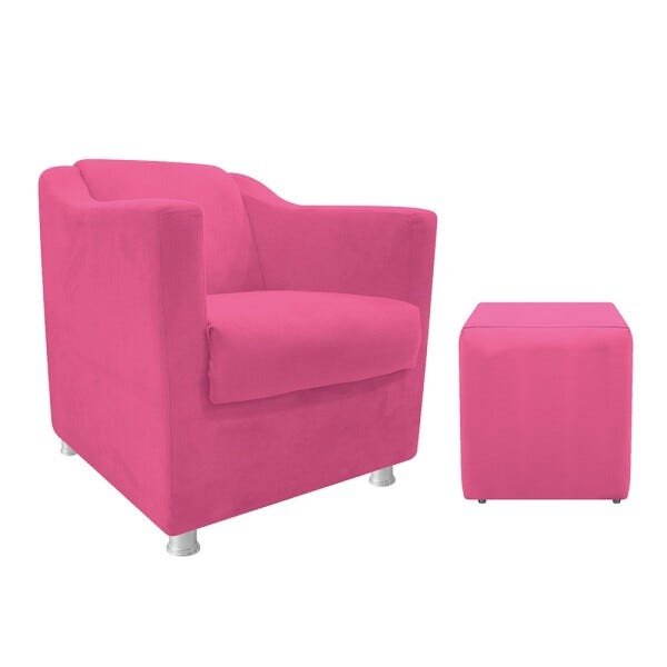 kit Poltrona Tilla e Puff Dado Corano Pink - STS Móveis - 1