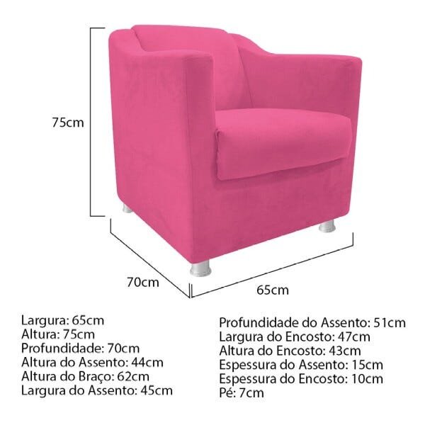 kit Poltrona Tilla e Puff Dado Corano Pink - STS Móveis - 4