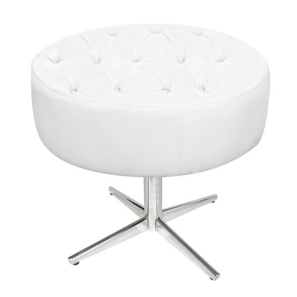 kit Poltrona e Puff Fernanda Base Giratória de Metal Suede Branco - STS Móveis - 3