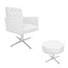 kit Poltrona e Puff Fernanda Base Giratória de Metal Suede Branco - STS Móveis - 1