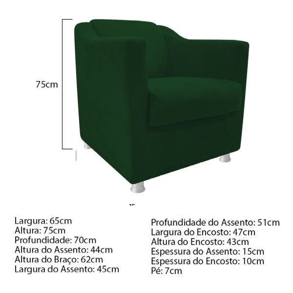 Poltrona Decorativa Tilla Suede Verde - STS Móveis - 4