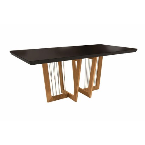Mesa de Jantar em Madeira Maciça Clara Kappesberg Preto Fosco 200cm