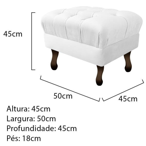 Puff Retrô Luis XV Suede Branco - Sts Móveis - 3