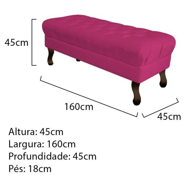 Puff Retrô 160cm Luis XV Suede Pink - Sts Móveis - 3