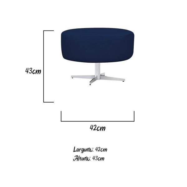 Puff Sofia Base Giratória de Metal Suede Azul Marinho - Sts Móveis - 3