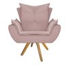 kit Poltrona e Puff Apolo Base Giratória de Madeira Suede Rosê - STS Móveis - 3