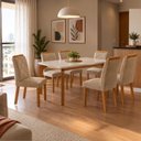 Ver imagem 1 de Conjunto de Mesa de Jantar Dublin 180 Tp MDF Canto Copo 6 Cadeiras Irlanda