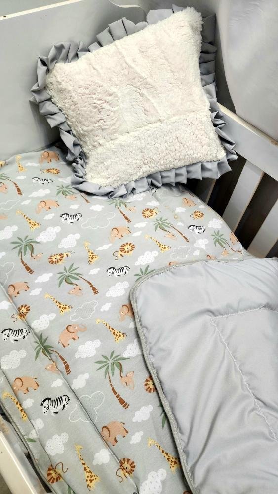 Edredom Infantil + Travesseiro Cor:safari Cinza - 1