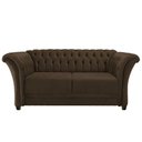 Ver imagem 2 de Sofá Recamier Divã Chesterfield 200cm Sofia Suede Marrom Capitonê- Mabe Magazine