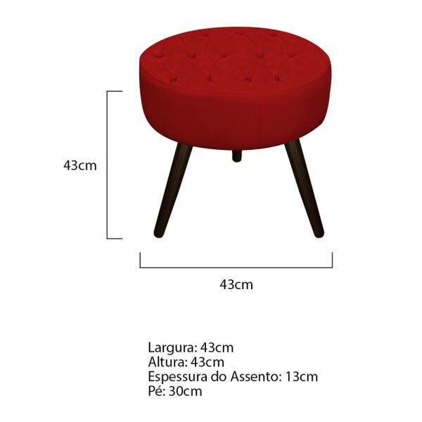 Kit 2 Puffs Fernanda Palito Tabaco Suede Vermelho - Sts Móveis - 4